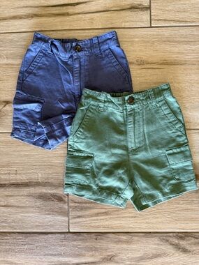 Janie and Jack 12-18M Boys Cargo Shorts Bundle - Green & Blue